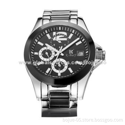 Stainless steel watch for men's business, solid steel belt fashion trends